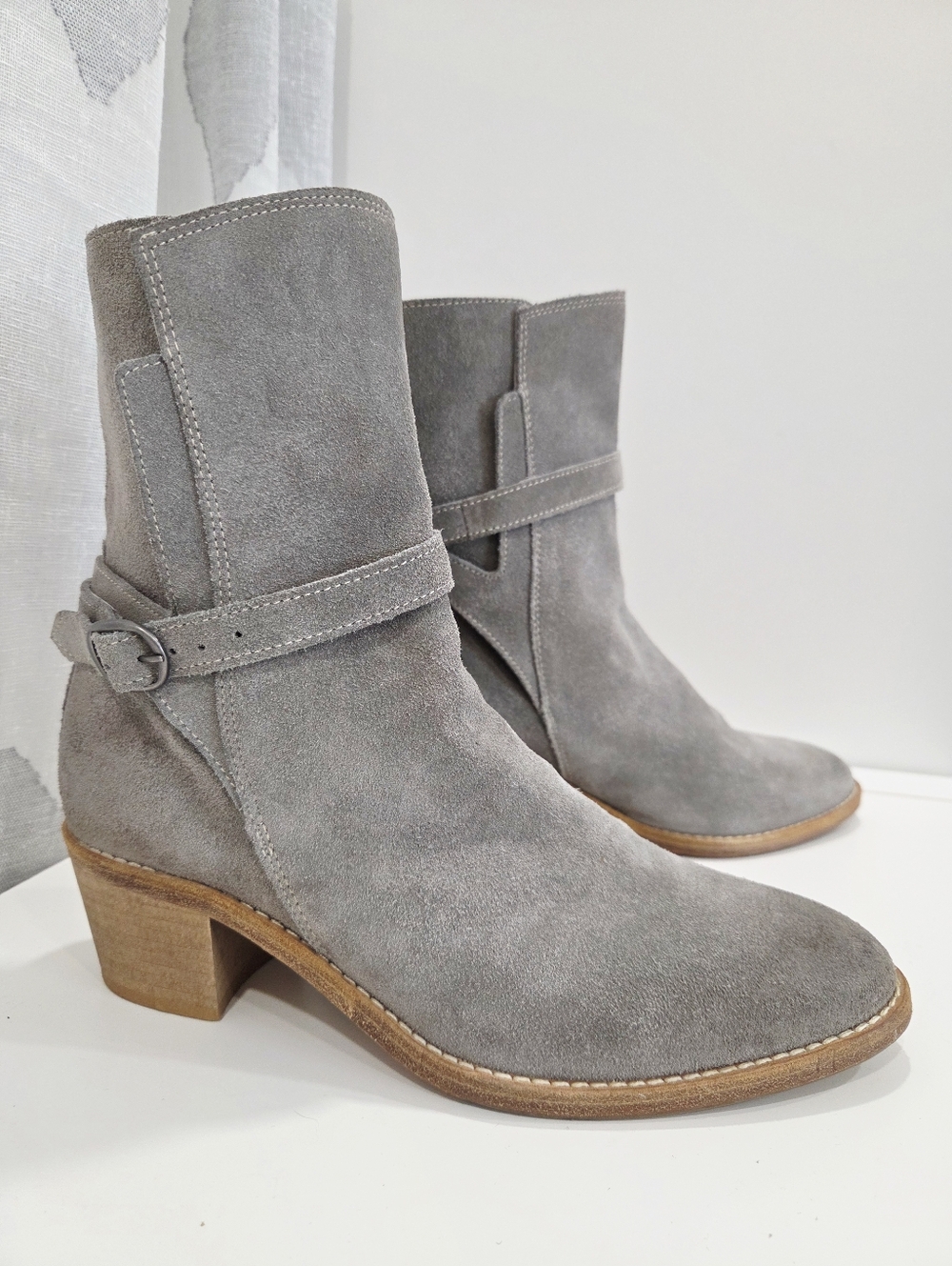 AllSaints Grey Suede Ankle Boots Leather Sole Portugal 39